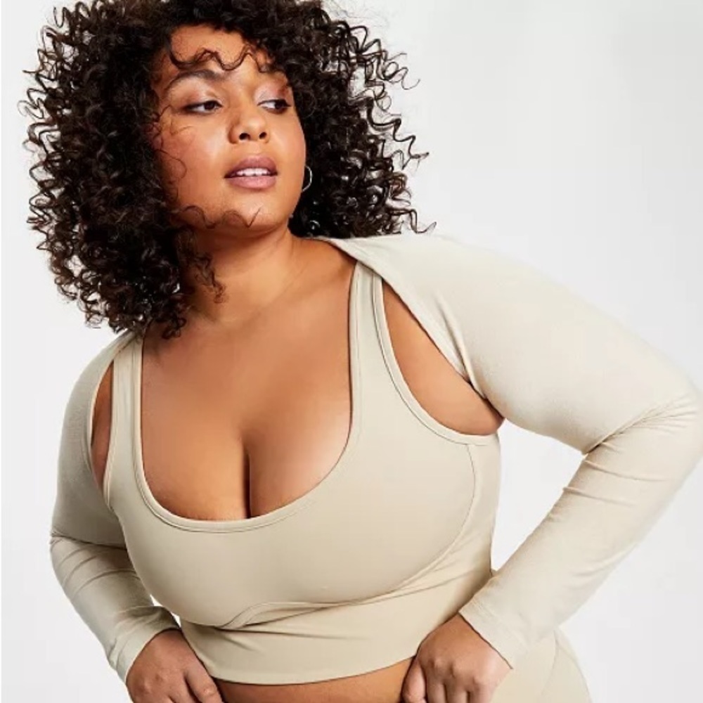 Style & Co. Cream Long Sleeve Cutout Top